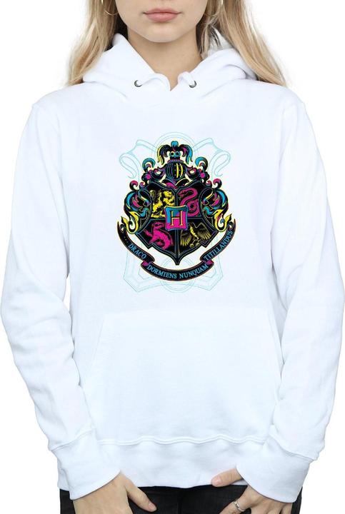Actual product image Womens/Ladies Neon Hogwarts Crest Hoodie (XXL)