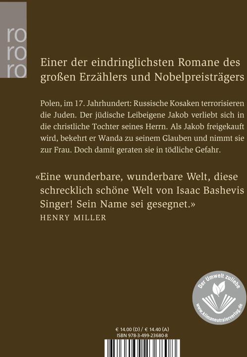 Produktbild Jakob der Knecht (Deutsch, Isaac Bashevis Singer, Salcia Landmann, Wolfgang von Einsiedel, 2004)