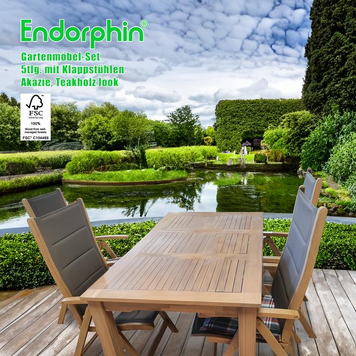 Produktbild GARTENSET aus Akazienholz im Teakholz look, FSC zertifiziert, 4 Klappsessel (90 cm)
