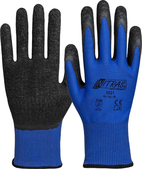 Immagine prodotto Nitras Guanti in nylon, blu, rivestiti in lattice, neri (codice colore: 2210), termoretraibili per un (10, 11, 12, 7, 8, 9)