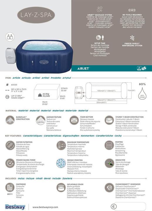 Produktbild Bestway LAY-Z-SPA Hawaii AirJet Whirlpool (6 Pers.)