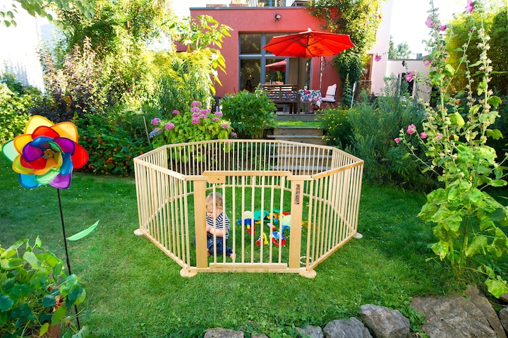 Produktbild Felibaby ONE4all 1+7 - Oktogon - Riesenlaufgitter / Konfigurationsgitter natur (Birke klar lackiert) (225 cm)