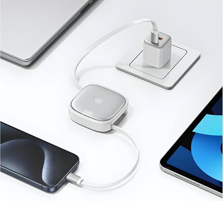 Produktbild Usams Kabel rozwijany 3w1 z pudełkiem MicroUSB/USB-C/Lightning 60W fioletowy/purple SJ650USB03 (US-S (1 m, 60 W)