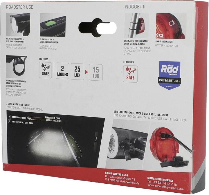 Produktbild Sigma Sport Roadster Beleuchtungs Set USB/Nugget II