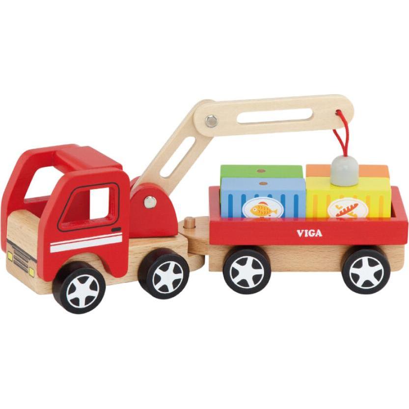 Thumbnail - Viga Toys Spielzeug Holzkran mit Containern