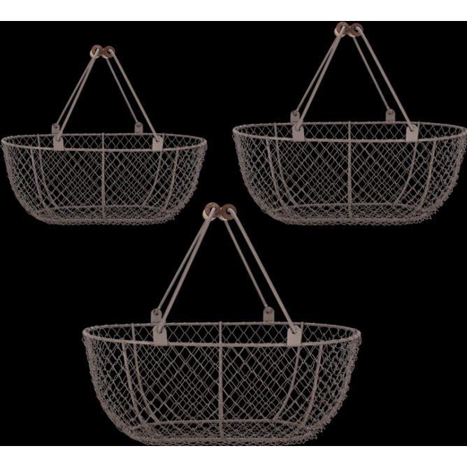 Thumbnail - Esschert Design, Aufbewahrungskorb, Drahtkörbe-Set (3 x, 46 x 36 x 41 cm, 42 x 31 x 39 cm, 38 x 27 x 36 cm)