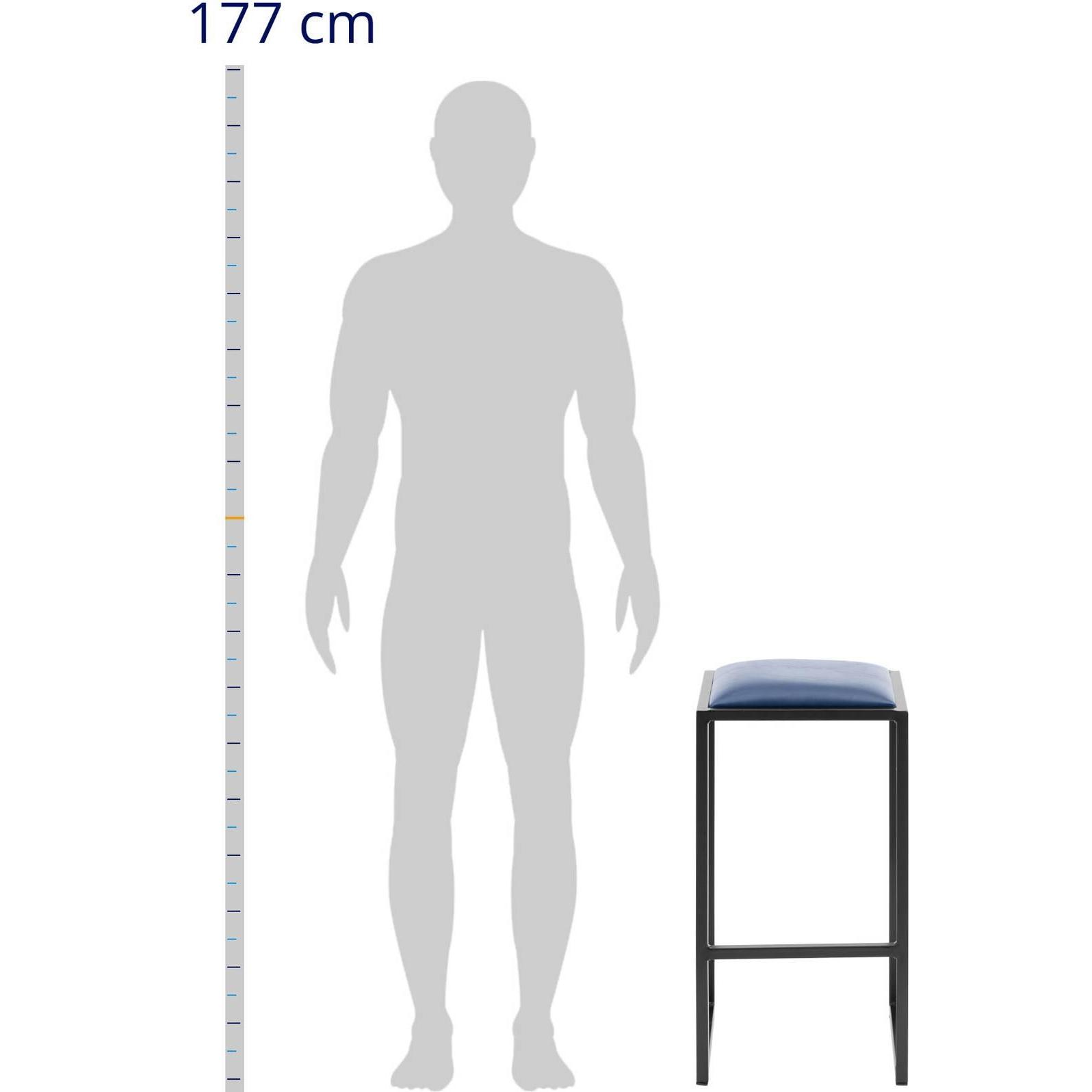 Thumbnail - Royal Catering, Barhocker, Barhocker 2er-Set Metall Kunstlederpolster Schwarz/Blau Barstuhl outdoor