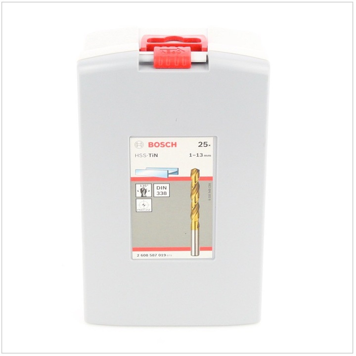 Produktbild Bosch Professional Zubehör Metallbohrer-Set HSS-TiN, ProBox, 25-teilig (1 mm, 1.5 mm, 2 mm, 2.5 mm, 3 mm, 3.5 mm, 4 mm, 4.5 mm, 5 mm, 5.5 mm, 6 mm, 6.5 mm, 7 mm, 7.5 mm, 8 mm, 8.5 mm, 9 mm, 9.5 mm, 10 mm, 10.5 mm, 11 mm, 11.5 mm, 12 mm, 12.5 mm, 13 mm)