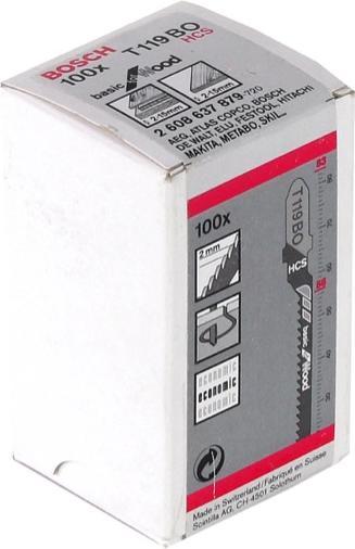 Image du produit Bosch Professional Zubehör Lame de scie sauteuse T 119 BO Basic for Wood, pack de 100