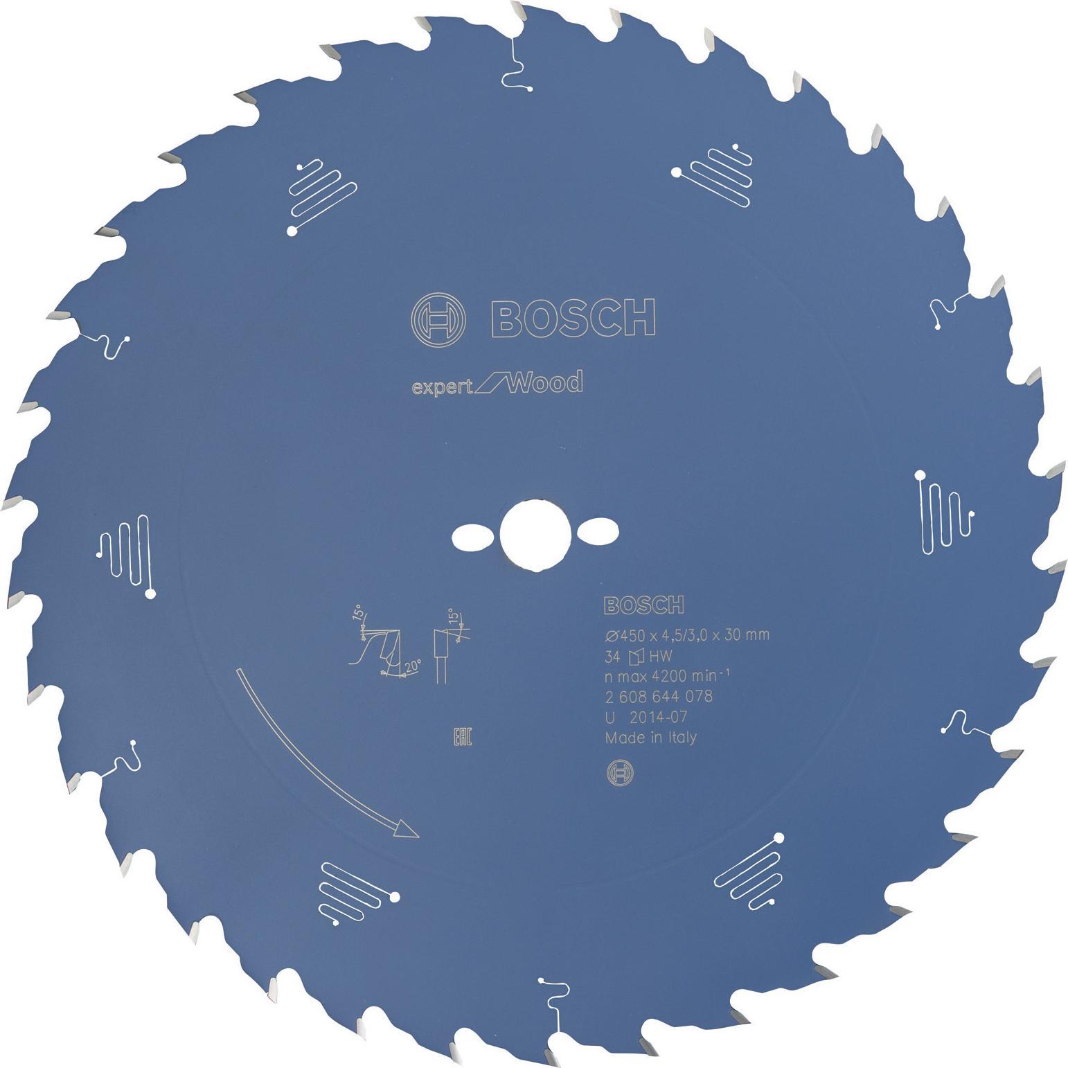Bosch Professional Zubehör, Sägeblatt, Kreissägeblatt Expert for Wood, 450 x 30 x 4,5 mm, 34
