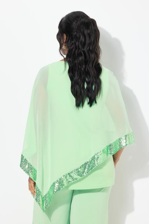 Produktbild Ulla Popken Bluse, Chiffon-Überwurf, U-Boot-Ausschnitt, 3/4-Arm (50, 52)