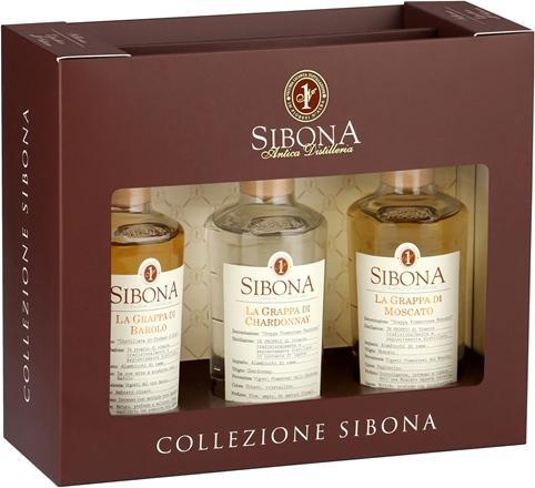 Sibona Grappa Mini Set Moscato-Barolo-Chardonnay (3 x 20 cl)