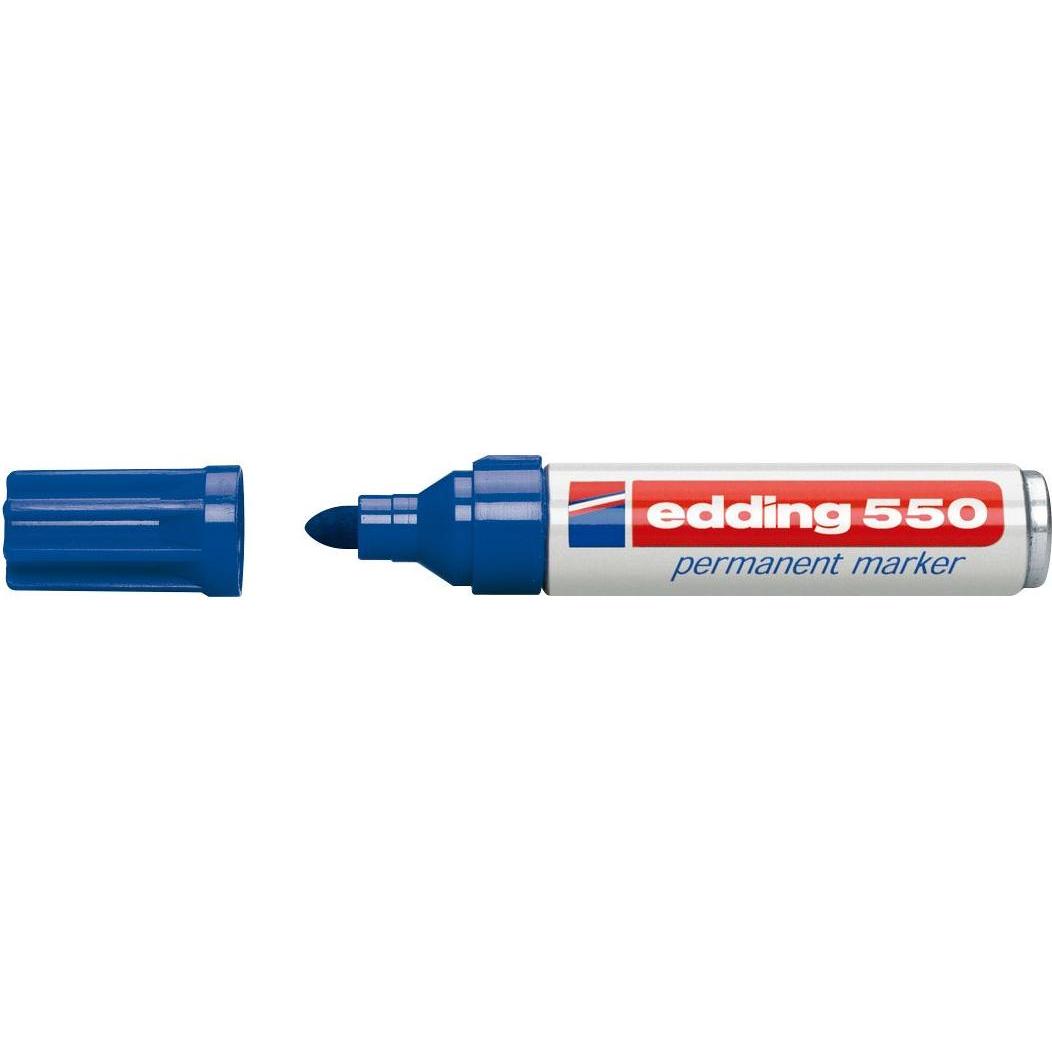 2x Edding, Marker, 550 Permanent Marker, Rundspitze, versch. Farben (Blau, 4 mm, 10 x)