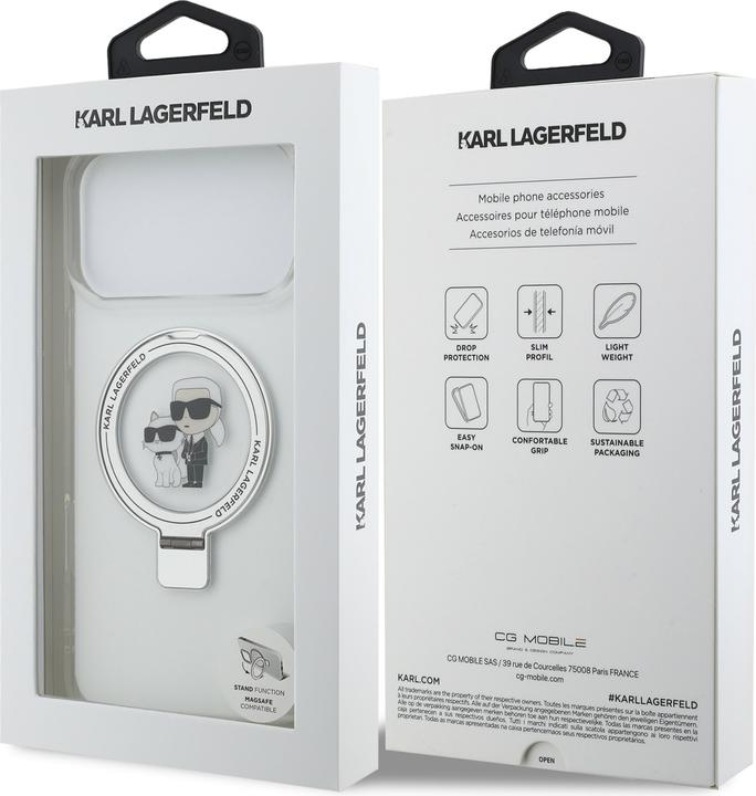 Produktbild Karl Lagerfeld Hülle Choupette MagSafe Ringstand mit Halterung Weiss (Apple iPhone 17 Pro Max)