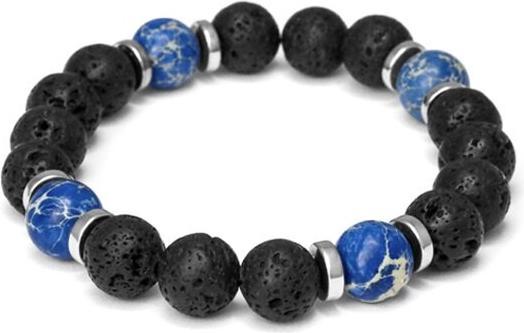 Actual product image Beneto Lava Stone. Regalite and Hematite Bead Bracelet MINK162/20