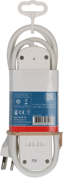 Immagine prodotto Max Hauri Steckdosenleiste Basic Line 4x Typ 13 ws Schalter 1.5m Green (4x, Tipo 13, 1.50 m)