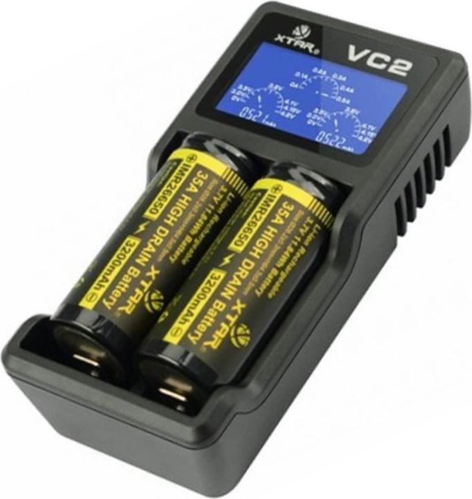 Produktbild AccuCell 2 Stück CR123A Li-ion USB-Ladegerät mit grossem Display (2 Stk., CR123A, 760 mAh, Ladegerät inkl. Akku)