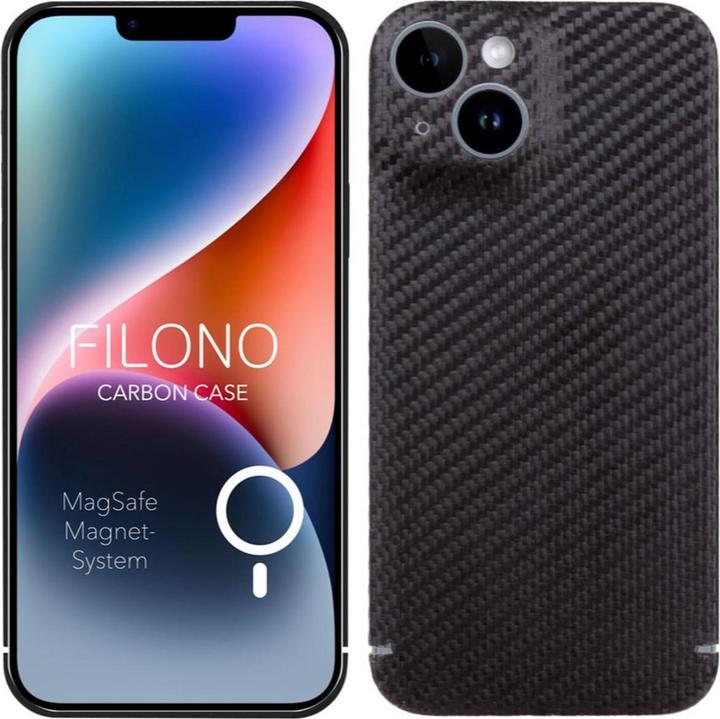Filono Backcover aus echtem Carbon MagSafe kompatibel Carbon black (Apple iPhone 14)