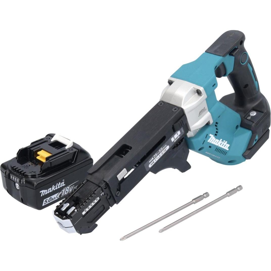 Thumbnail - Makita, Bohrmaschine + Akkuschrauber, DFR 551 T1 Akku Magazinschrauber 18 V 25 - 55 mm Brushless + 1x Akku 5,0 Ah - ohne...
