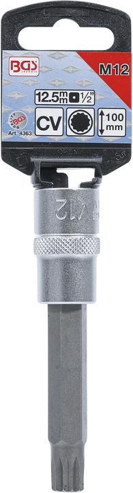 Actual product image BGS Bit Socket length 100 mm 12.5 mm (1/2") Drive Spline (for XZN) M12 (12.5 mm)