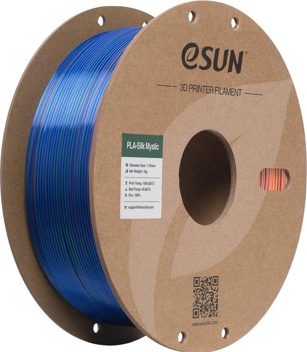 Produktbild eSUN eSilk Mystic-PLA Blau-Orange-Grün Filament 1.75mm 1Kg (PLA, 1.75 mm, 1000 g, Mehrfarbig)