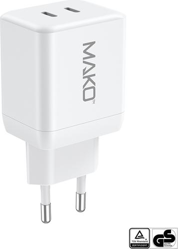 Actual product image Mako GaN2 EU Mains Charger USB-C/C (35 W, 2 ports)