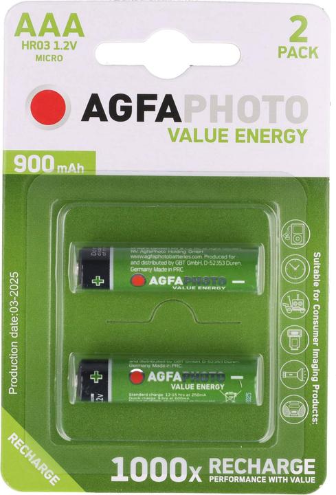 Produktbild AGFAPHOTO Accu Hr03 900 (2 Stk., AAA, 900 mAh)
