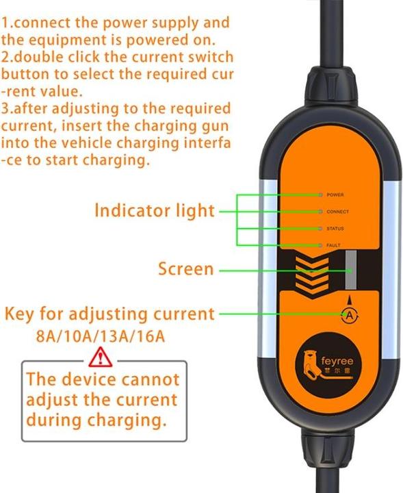 Produktbild Feyree Ladekabel Ladestation Typ 2 (8 / 10A - 230V) - AM-Electrics / Elektroauto (Typ 2, 10 A)