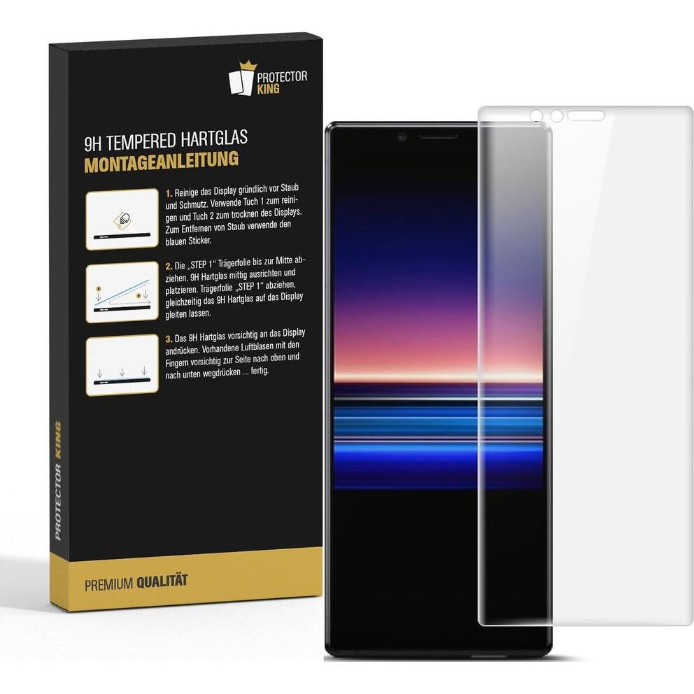 Thumbnail - Protectorking 4x echtes Tempered 9H Panzerhartglas 3D KLAR (4 Stück, Sony Xperia 1), Smartphone Schutzfolie, Transparent