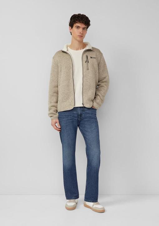 Produktbild s.Oliver Sweatshirt Jacke Sweatjacke mit Teddy-Plüsch-Futter in Strick-Optik (L)