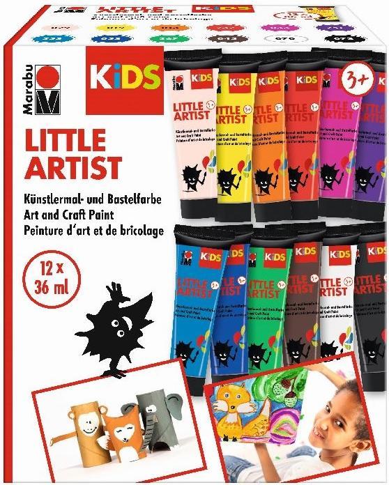 Marabu Little Artist Sort (Weiss, rosé beige, Orange, Gelb, Violett, Grün, Blau, Pink, Schwarz, Rot, Braun, Dunkelblau, 36 ml)