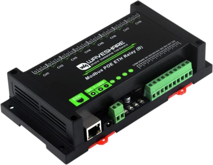 Produktbild WaveShare 8-Kanal Relais (B) PoE Ethernet Modul RTU/Modbus TCP Protokoll