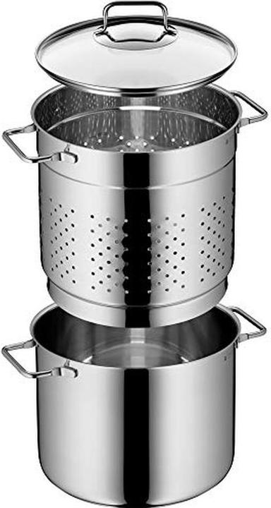 Produktbild WMF Spaghettitopf Pastatopf Nudeltopf Induktion Sieb 7,0l Edelstahl poliert (24 cm, Kochtopf, Edelstahl)