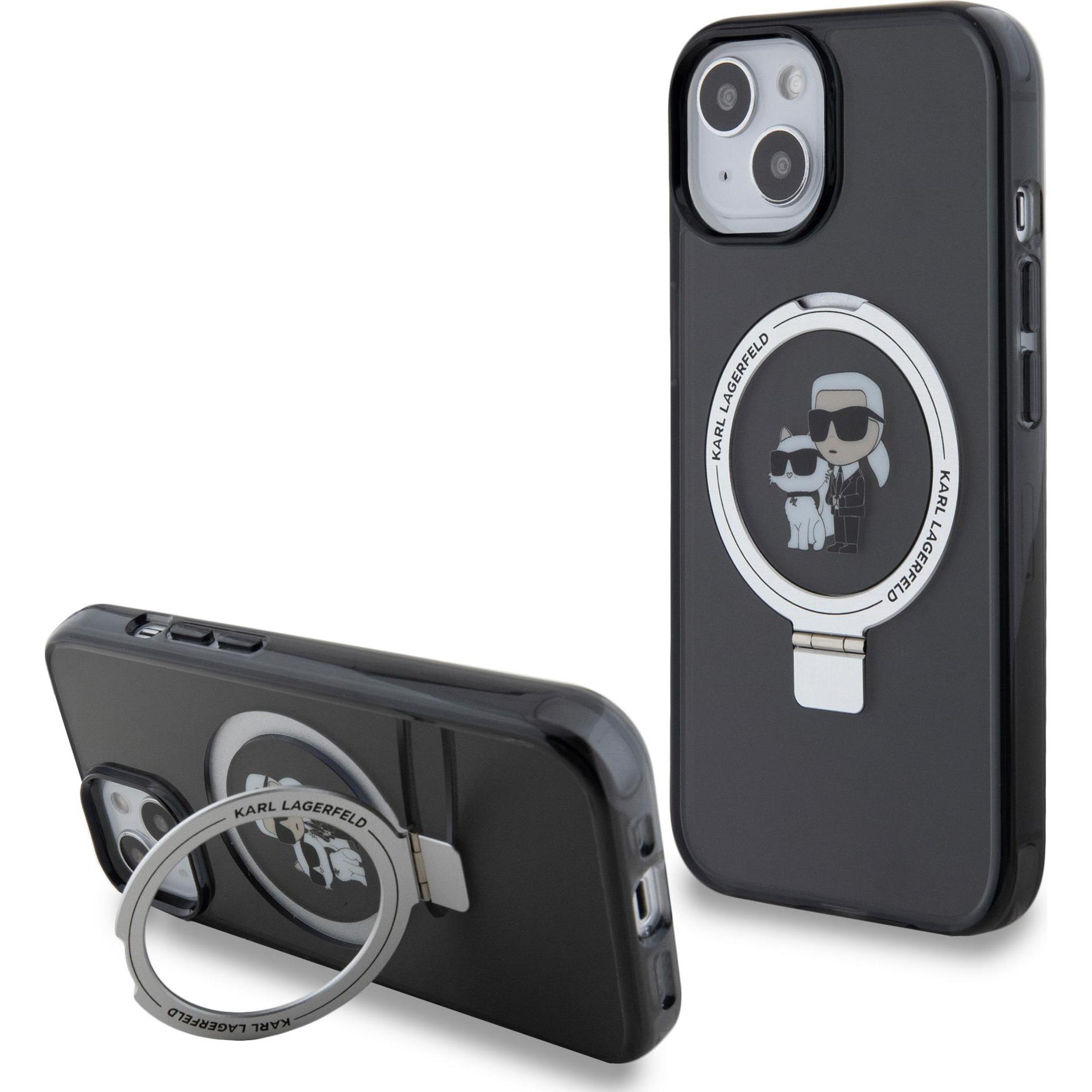 Karl Lagerfeld KLHMP15SHMRSKCK iPhone 15 6.1" czarny/black hardcase Ring Stand Karl&Choupettte MagSa (Apple iPhone 15), ...