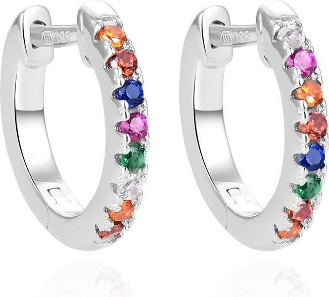 Actual product image Beneto Round silver earrings with coloured zircons AGUC2578D