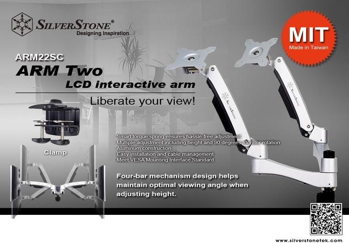 Actual product image Silverstone SST-ARM23BS-L - Dual monitor arm (Table, 32", 15 kg)