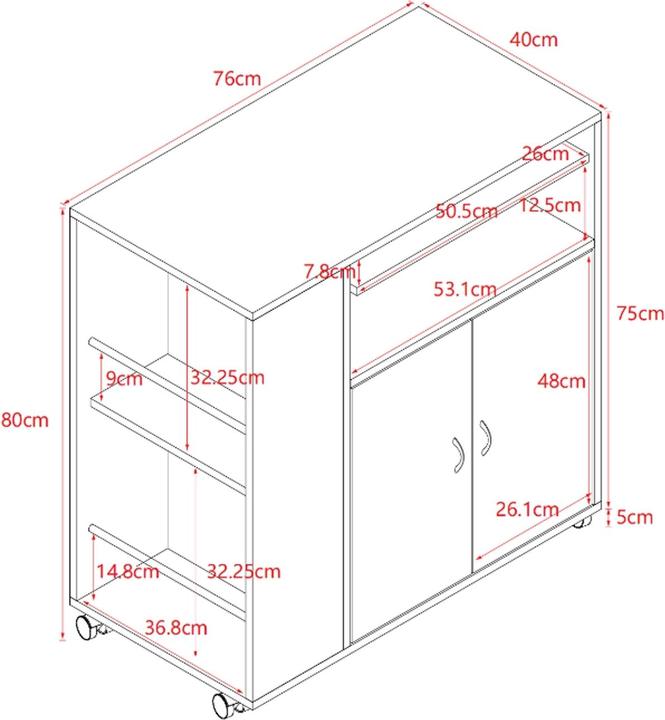 Produktbild HTI-Living Küchenschrank Thekla Weiss/Silber (76 x 40 x 80 cm)