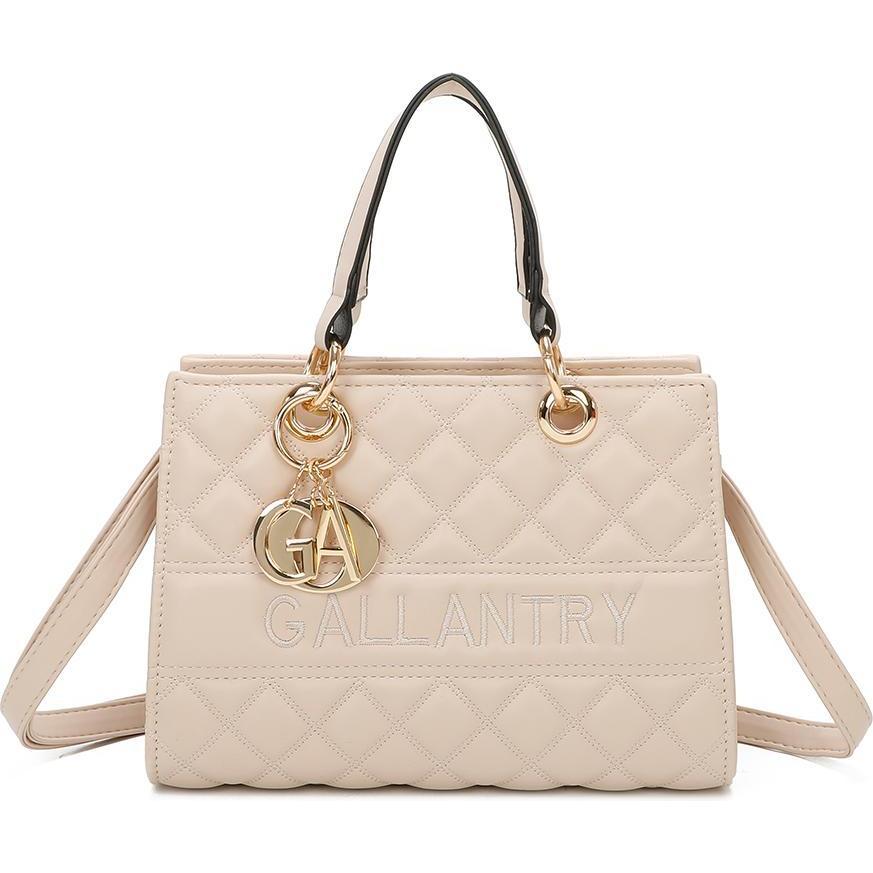 Gallantry, Tasche, La Matelassé Shiny Handtasche aus Kunstleder, Beige