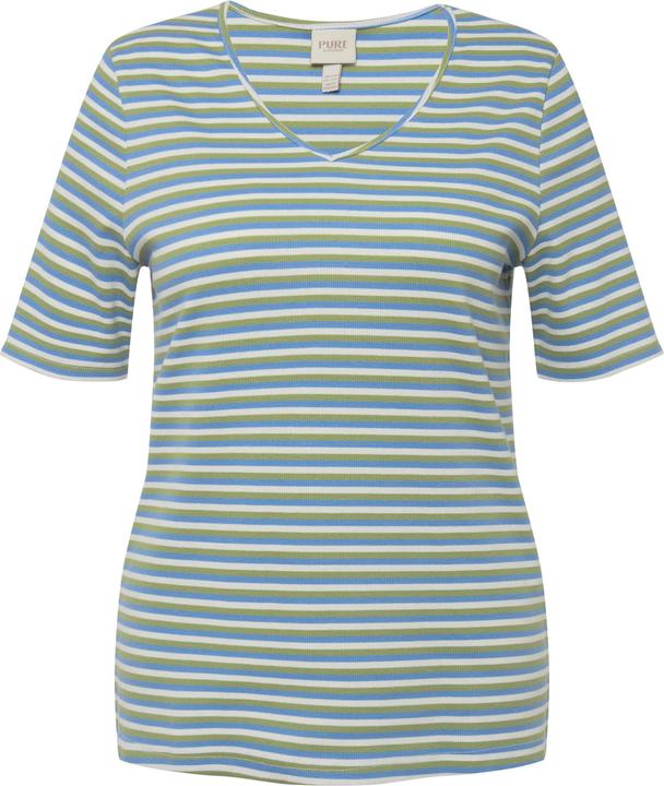 Immagine prodotto Ulla Popken Maglia di jersey a costine in cotone biologico con scollo a V e mezze maniche (46, 48)