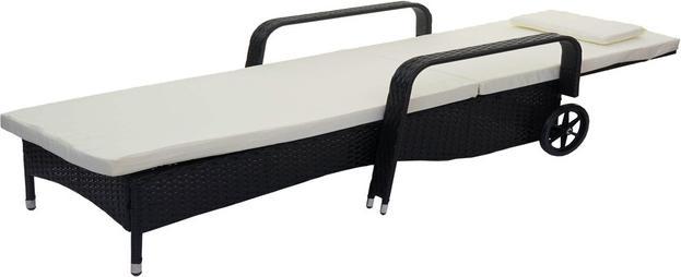 Produktbild Swisshandel24 Poly-Rattan Sonnenliege, Relaxliege Gartenliege Liege, Alu - anthrazit, Kissen beige (108 cm)