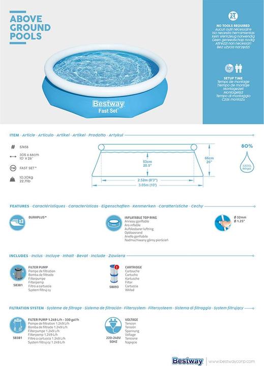 Immagine prodotto Bestway Fast Set Pool Set (Ø 305 x 66 cm)