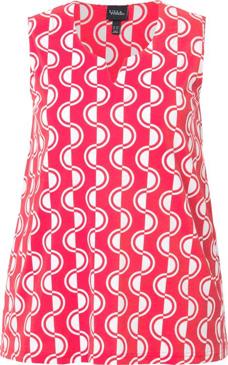 Actual product image Ulla Popken Geometric Wave Print Split Neck Tank (54)