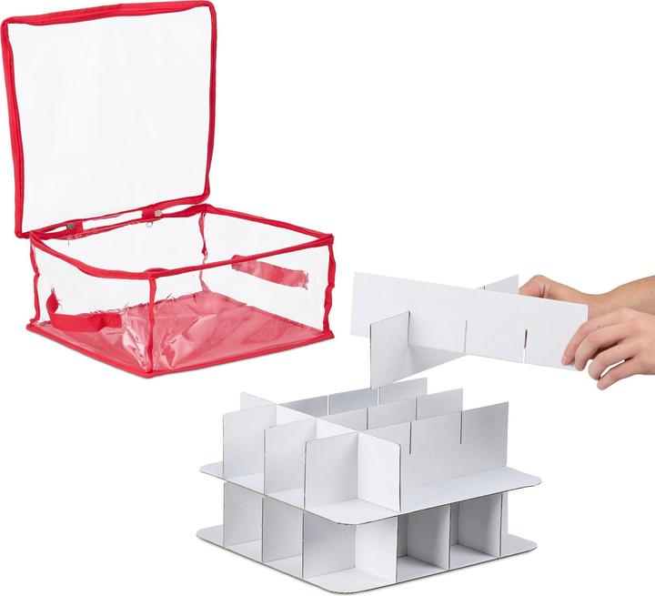 Produktbild Relaxdays 3x Weihnachtskugel-Aufbewahrungsbox (32 x 32 x 16 cm)