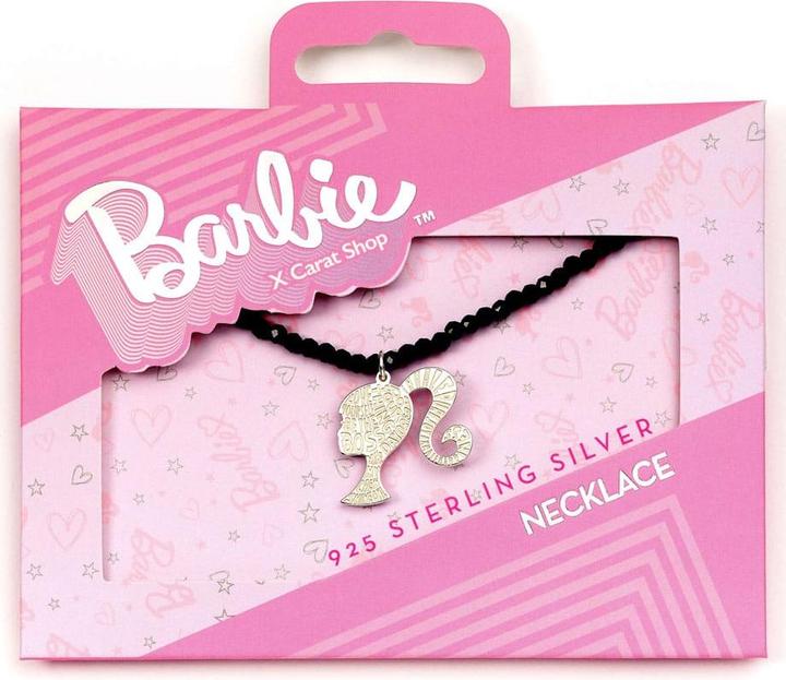 Immagine prodotto Carat Shop Collana e ciondolo con silhouette di Barbie su perlina di onice nera (argento) (Argento)
