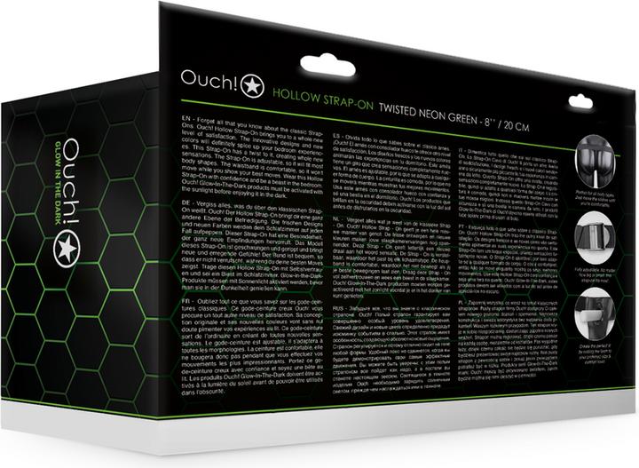 Actual product image Ouch! Twisted Hollow Strap-on - 8" / 20 cm - Glow in the Dark