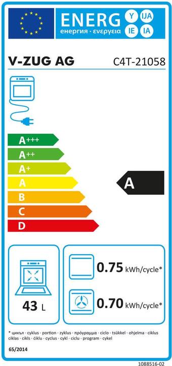 Energy Label V-Zug 2105800004