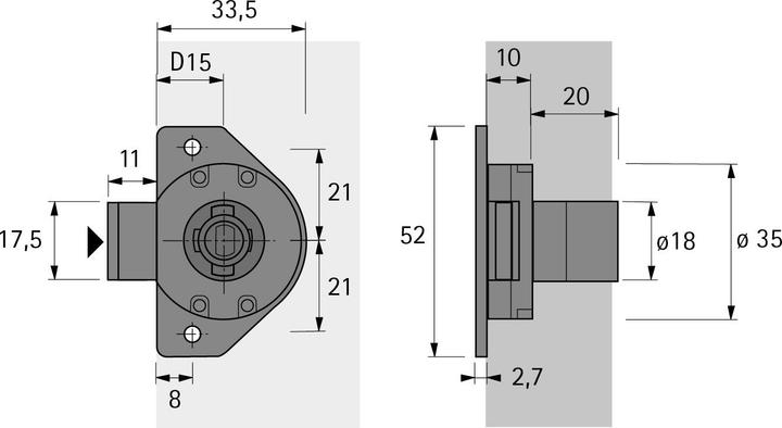 Actual product image Hettich Cylinder roller blind lock Prestige 2000