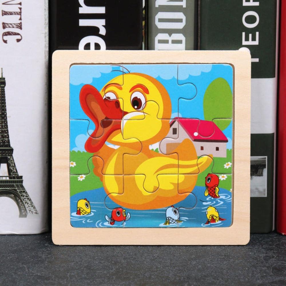 Tinisu Kinder Baby Holz Puzzle Cartoon Ente 9 Teile Puzzle