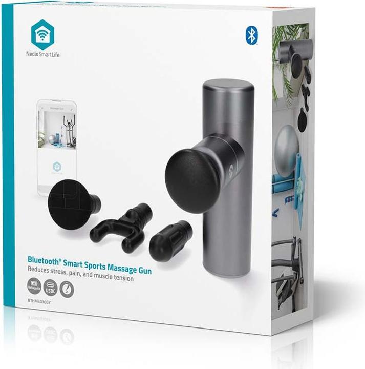 Image du produit Nedis Pistolet de massage SmartLife Sport - Fonctionne sur batterie - Rechargeable - 5 modes de massage - (5 Marches, 600 min)