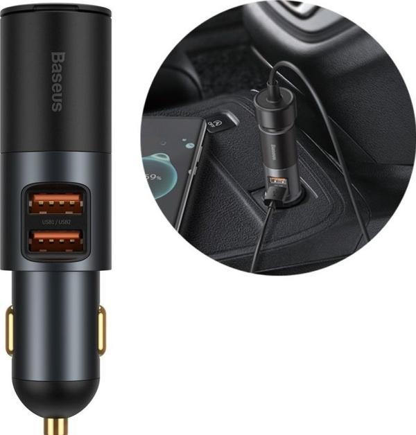 Produktbild Baseus Share Together Fast Charge Car Charger with Cigarette Lighter Expansion Port, 2x USB, 120W (G